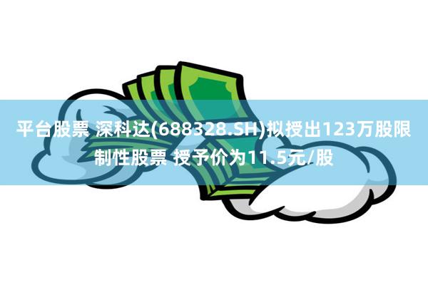 平台股票 深科达(688328.SH)拟授出123万股限制性股票 授予价为11.5元/股